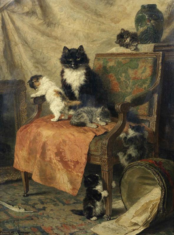 Henrietta Ronner-Knip Kittens at play France oil painting art
